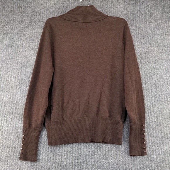 Carole Little Womens Pullover Knit Turtleneck Sweater Brown Large Italian Merino - Picture 8 of 14